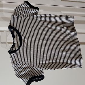 Shein black white striped t shirt